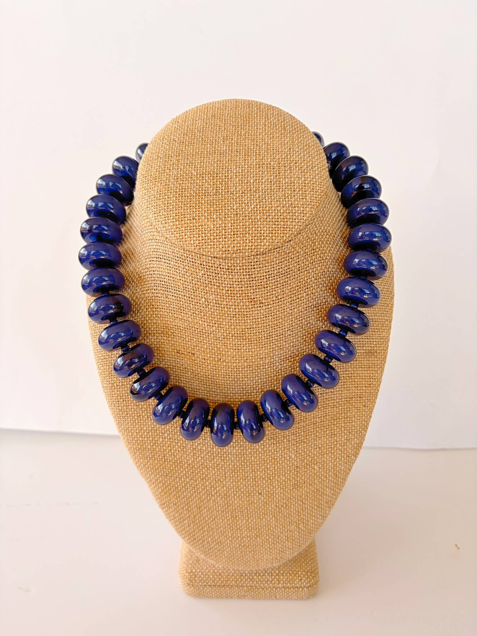 The Rory — Navy Blue Large Rondelle Beaded Necklace