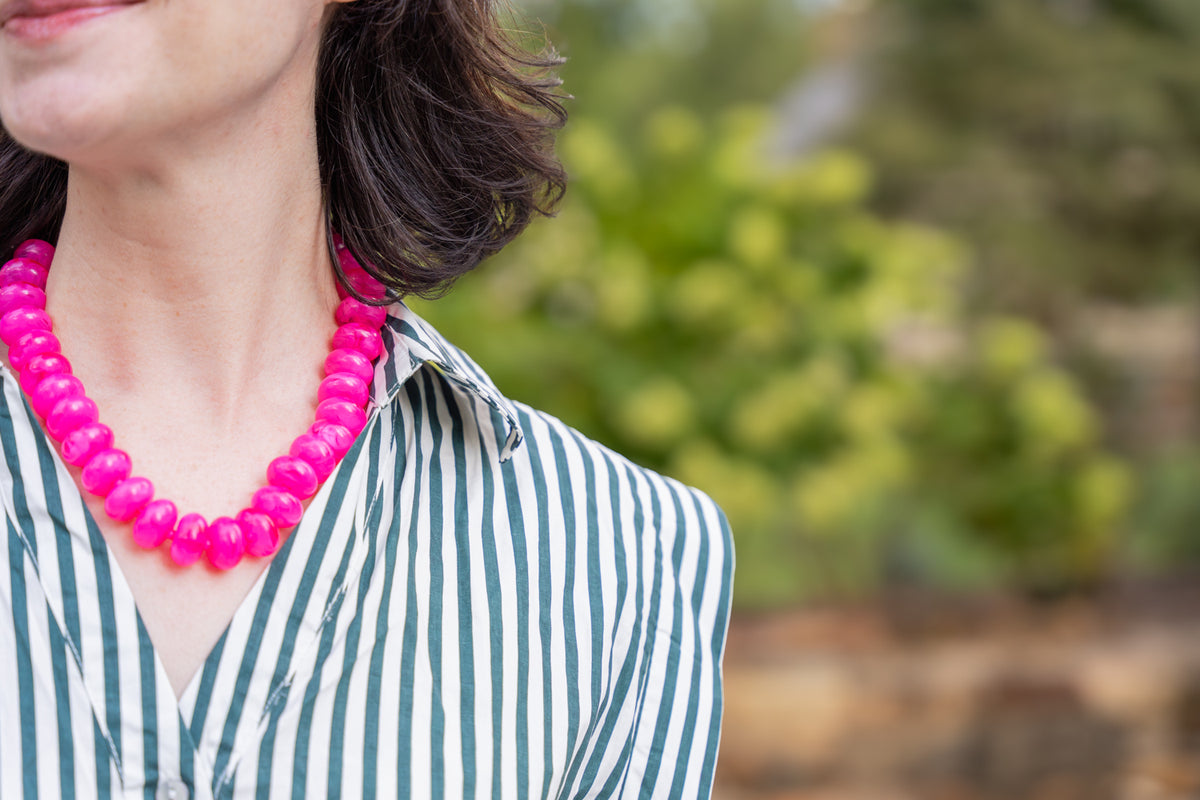 The Rory — Pink Rondelle Beaded Necklace