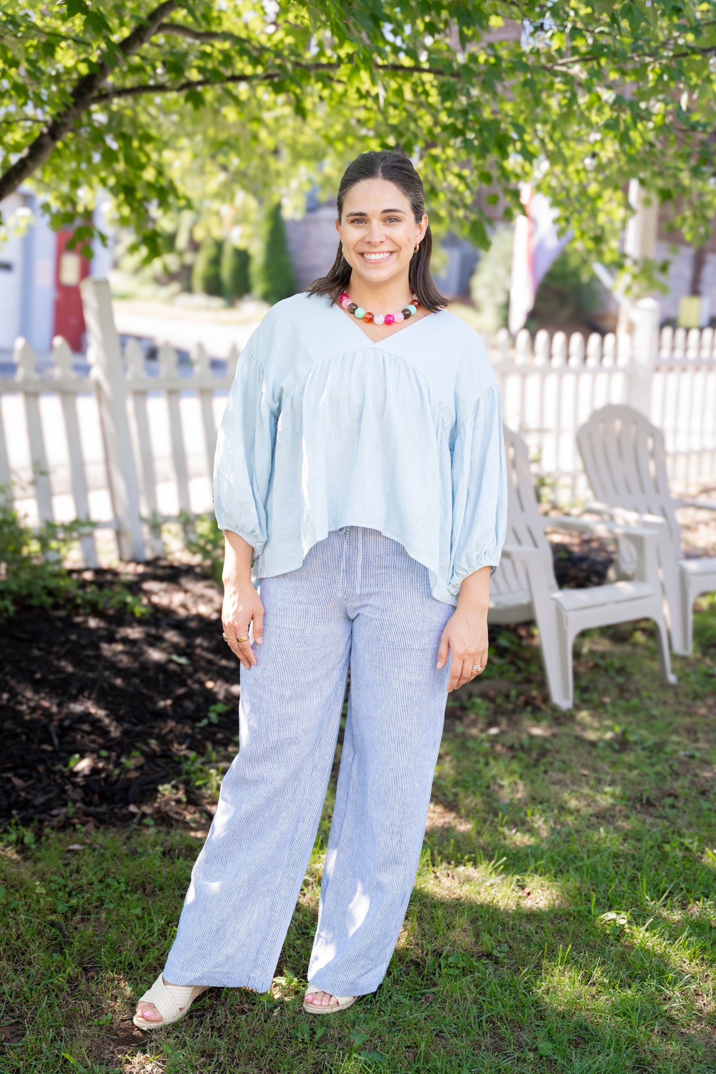 Sky Linen Wide Leg Pants