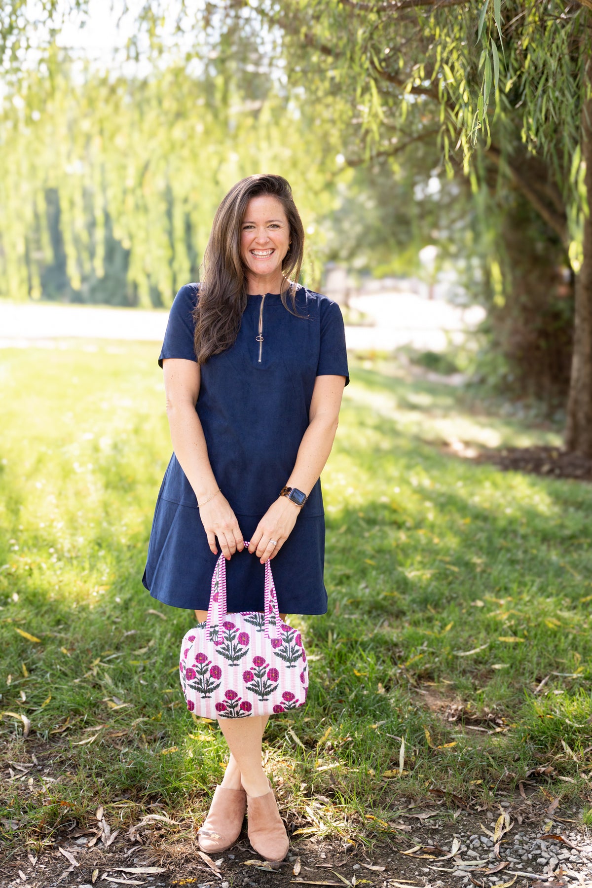 Navy Faux Suede Mini Dress