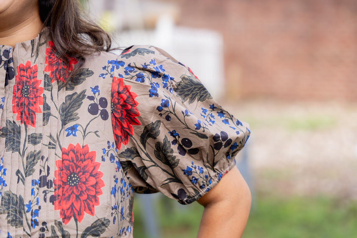 Camel Puff Sleeve Blouse