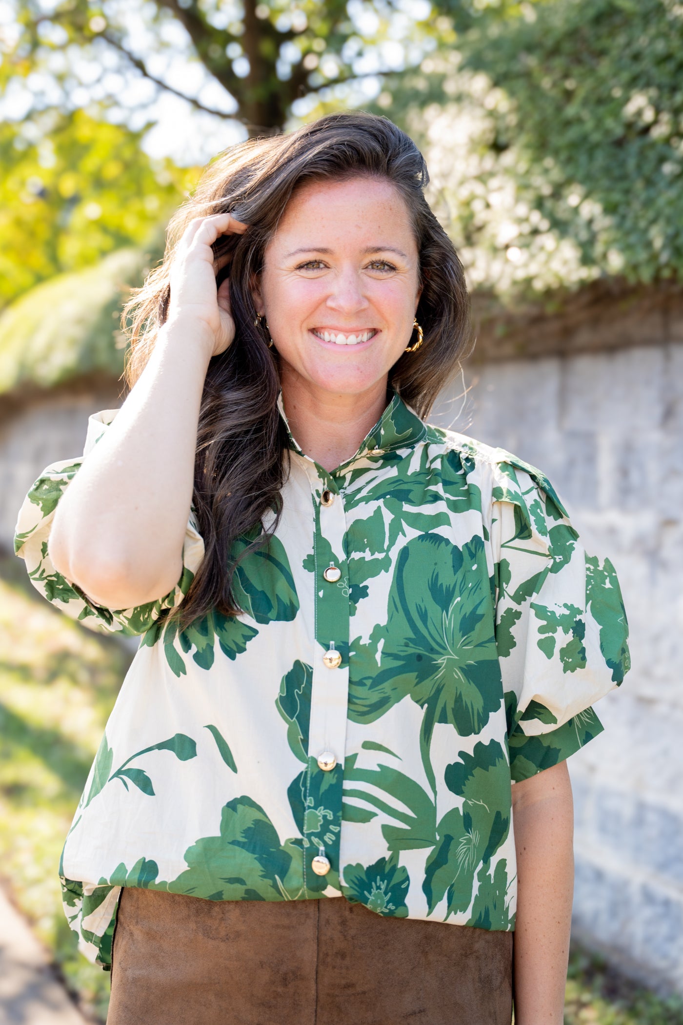 Olive Floral Blouse