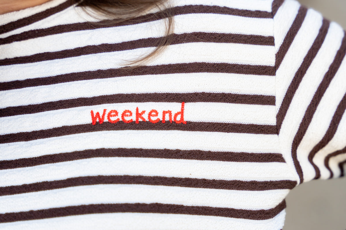 Textured Stripe Long Sleeve Top