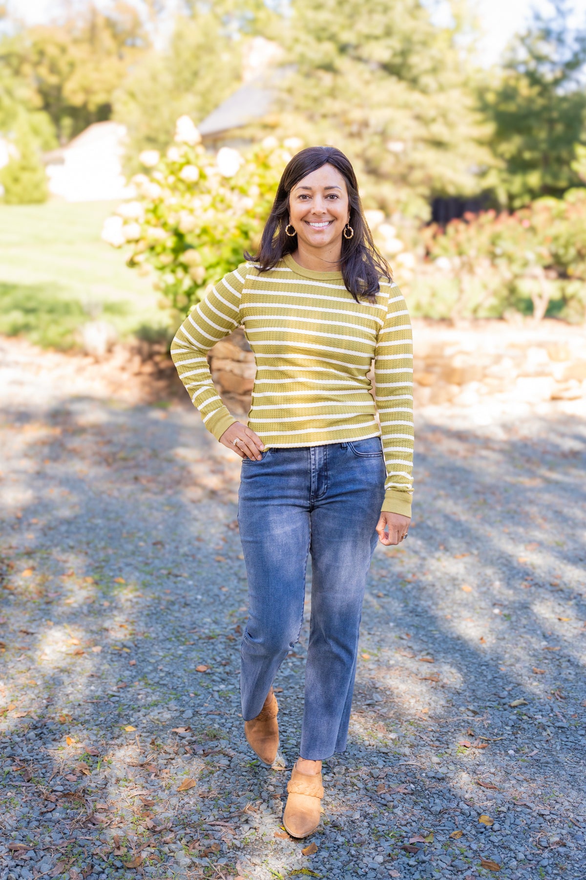 Green Olive Waffle Knit Top