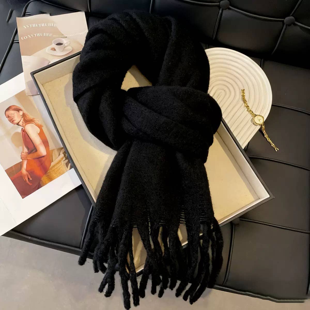 Cozy Knit Rose Scarf