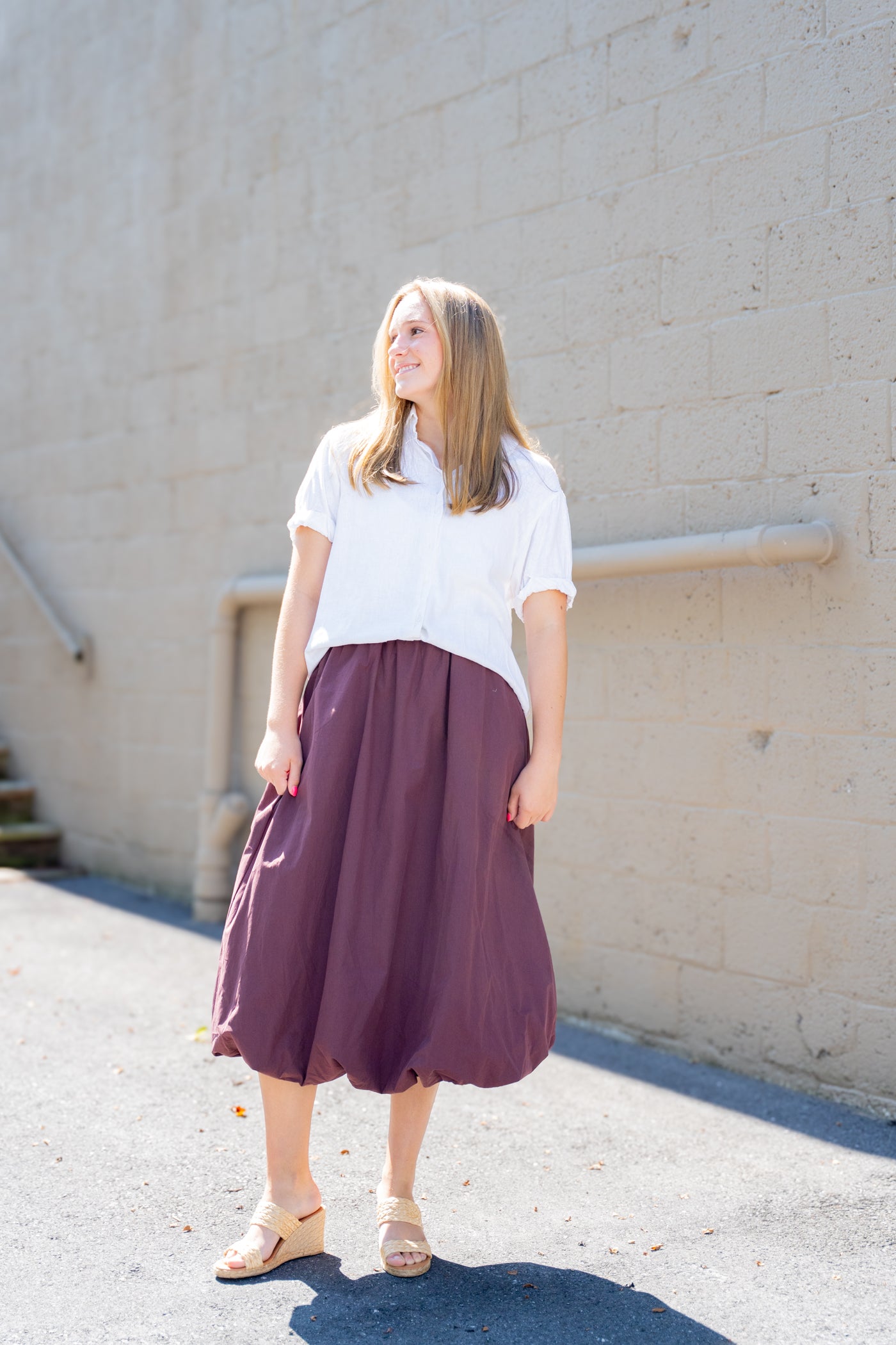 Rhiannon Bubble Hem Midi Skirt
