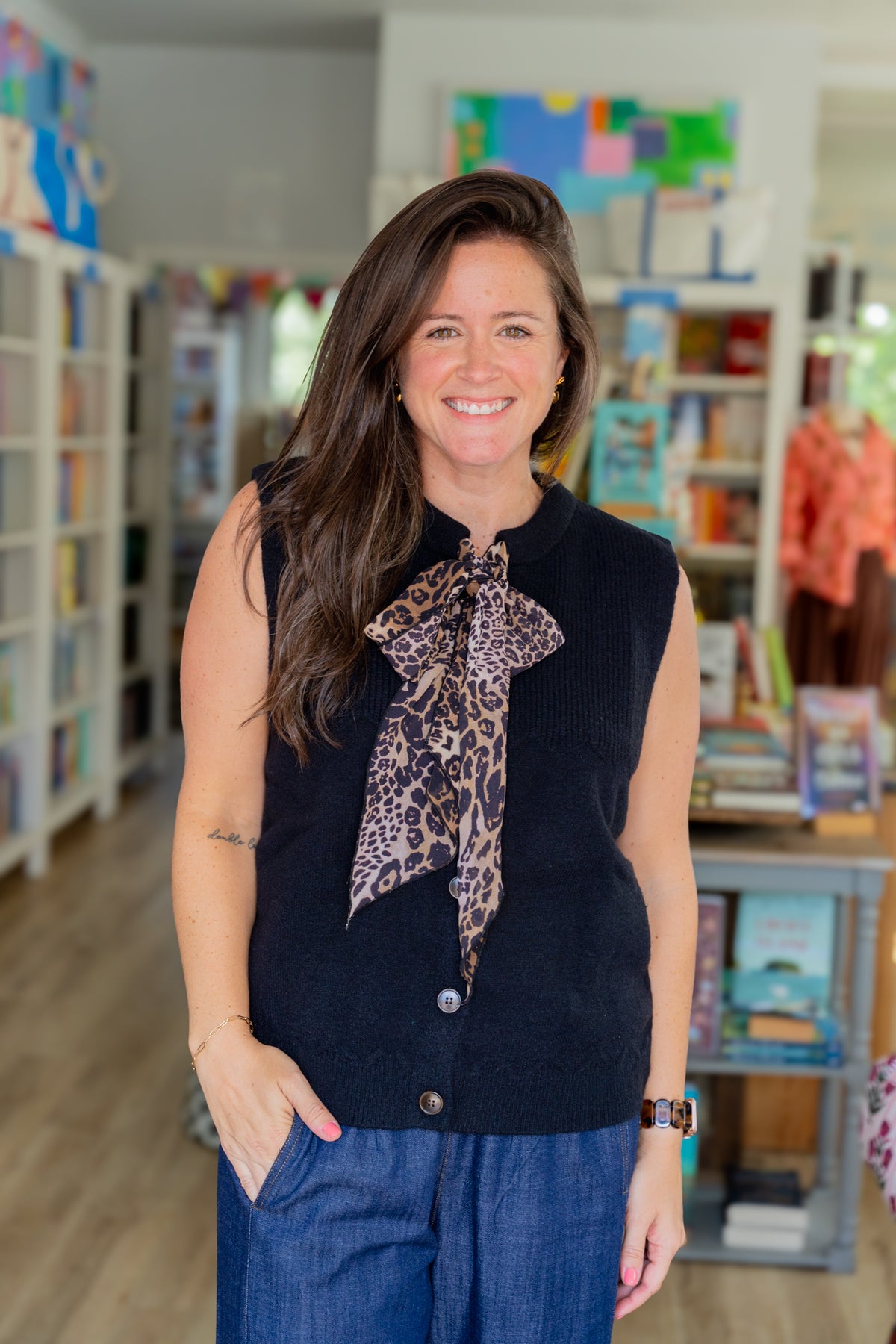 Knit Vest with Removeable Leopard Tie