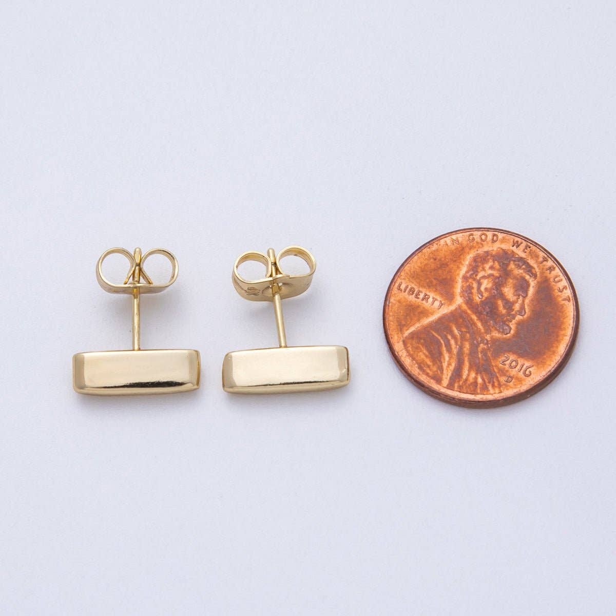 14K Gold Filled 14.5mm Minimalist Rectangular Stud Earrings | Earrings-00026