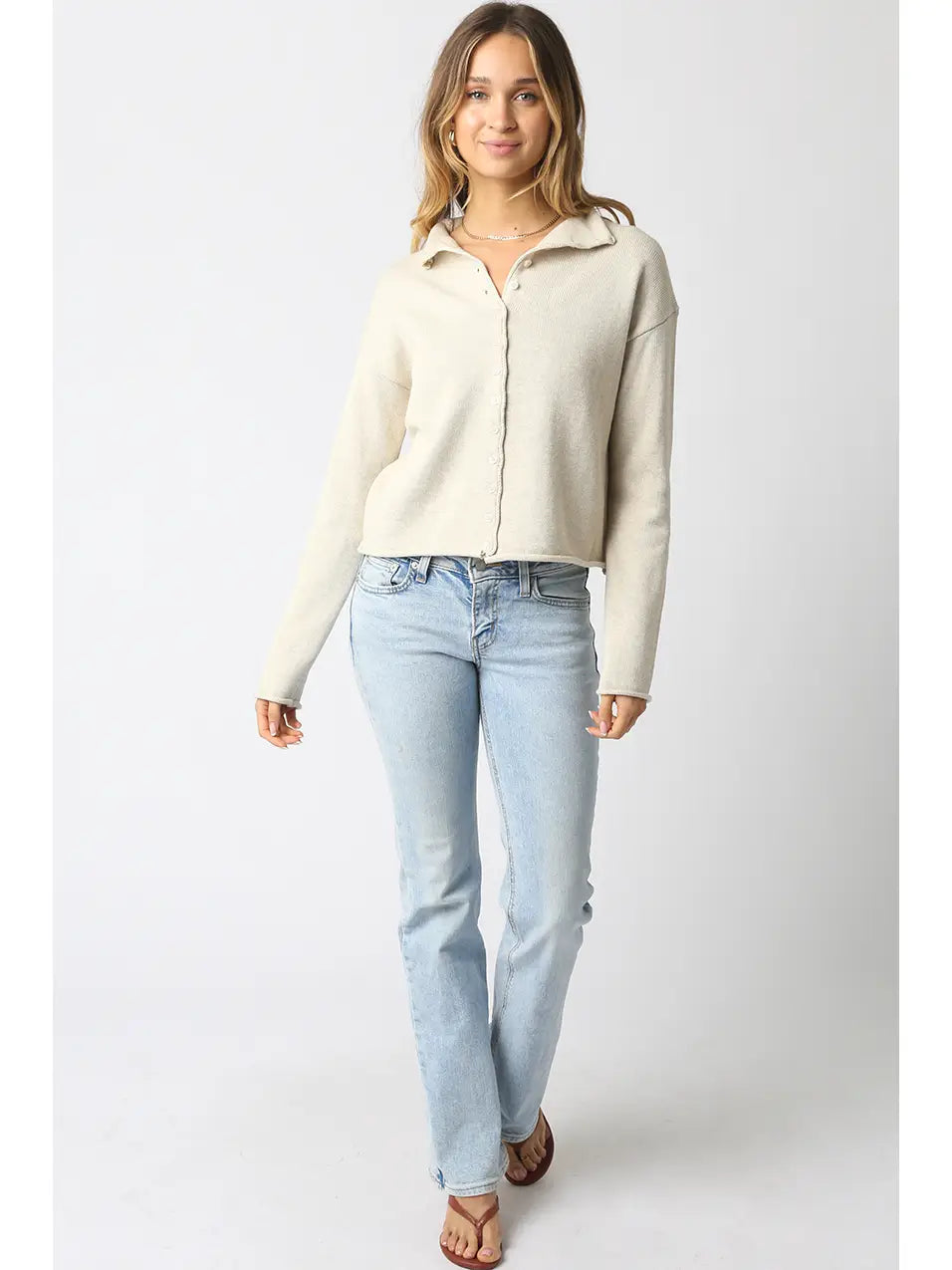 Elisa Classic Button-Up Knit Top