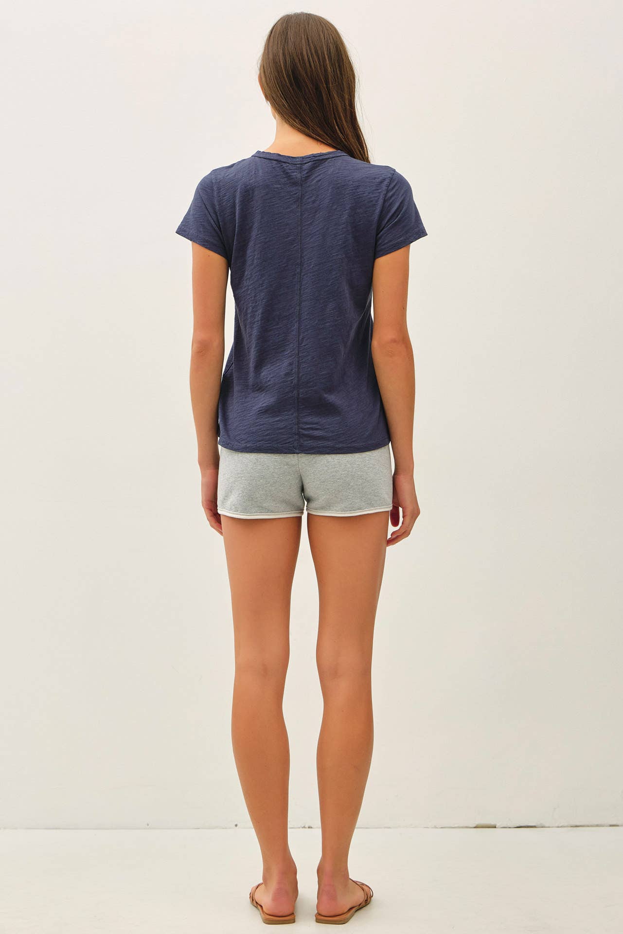 Charcoal Blue Cotton Slub Tee