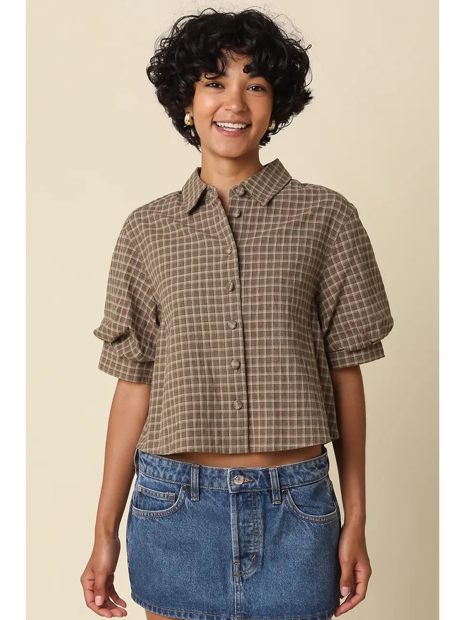 Kanney Plaid Cropped Shirt