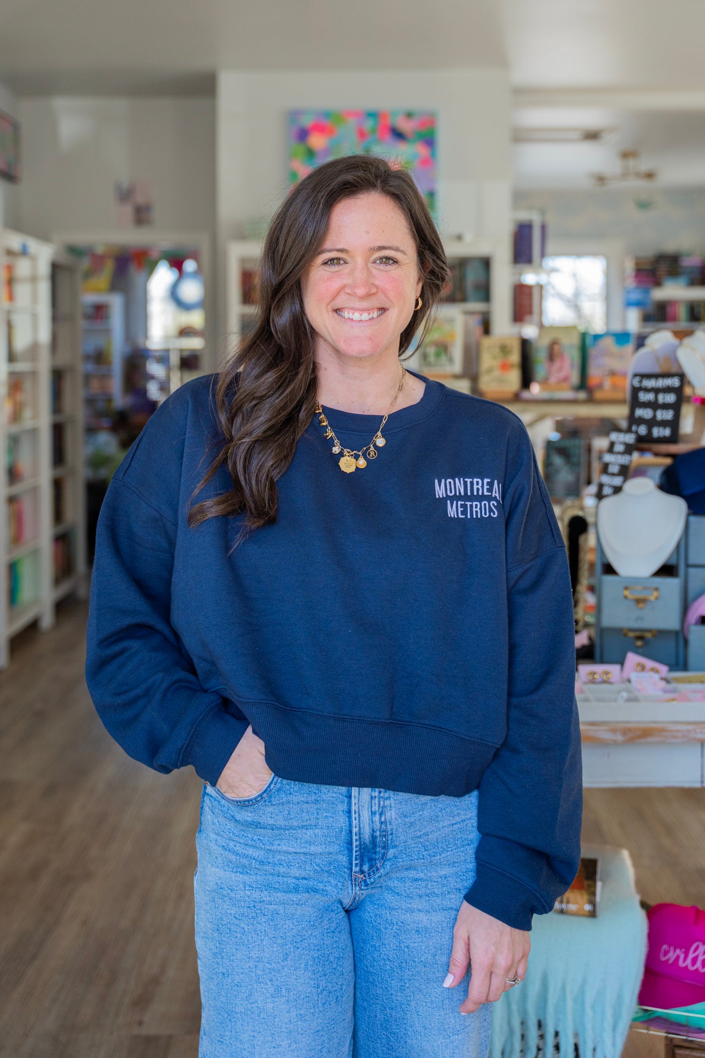 Cropped Navy Embroidered Montreal Metros Sweatshirt