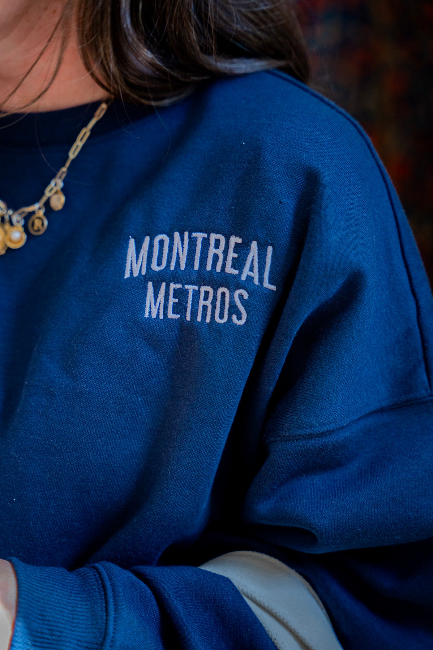 Cropped Navy Embroidered Montreal Metros Sweatshirt