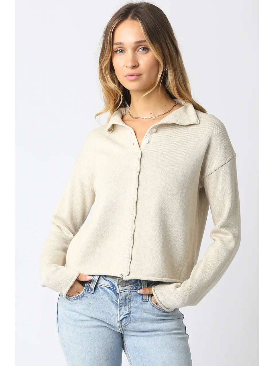 Elisa Classic Button-Up Knit Top