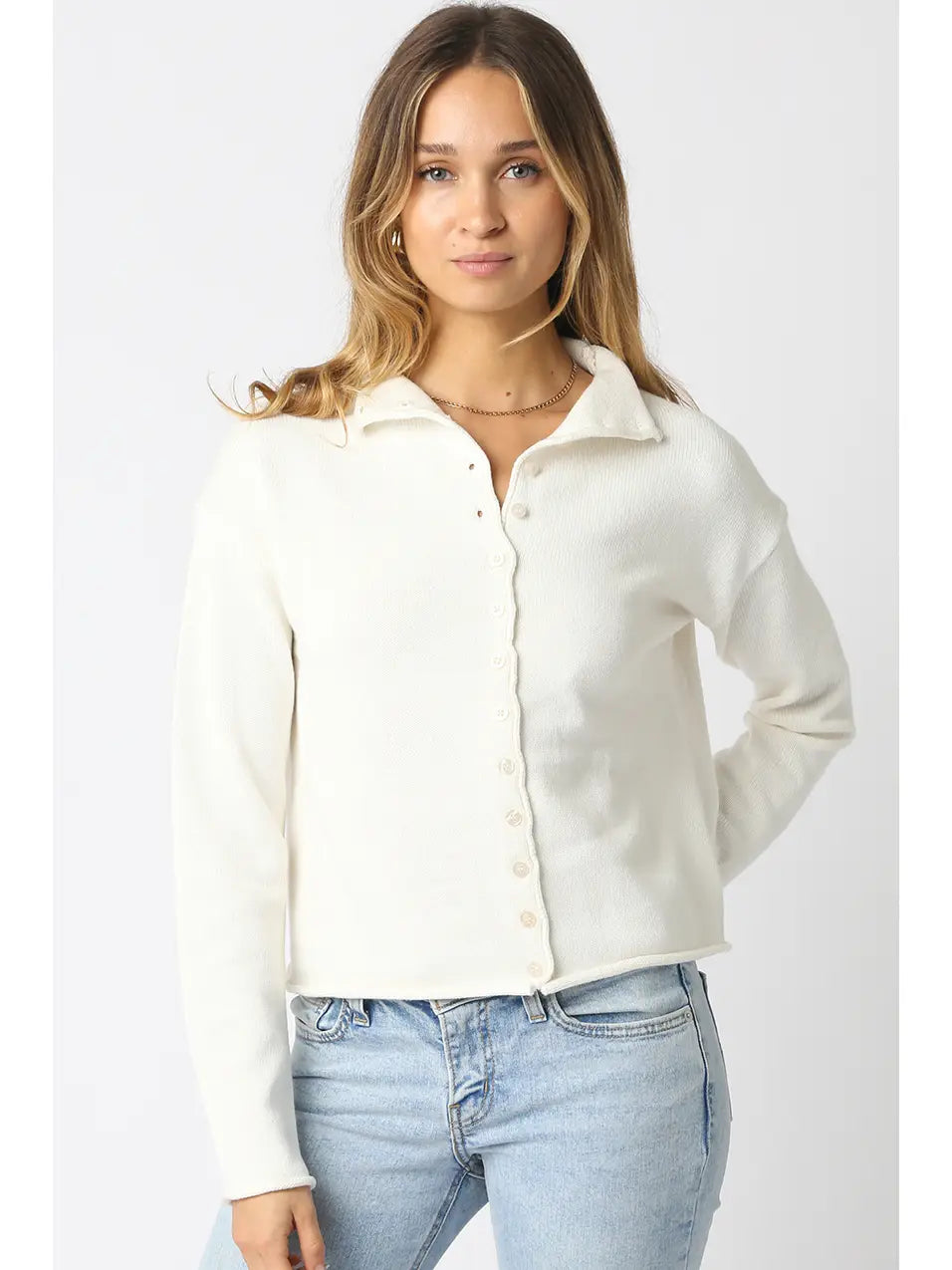 Elisa Classic Button-Up Knit Top