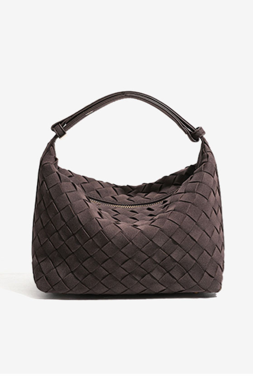 Woven Suede Hobo Bag: Espresso