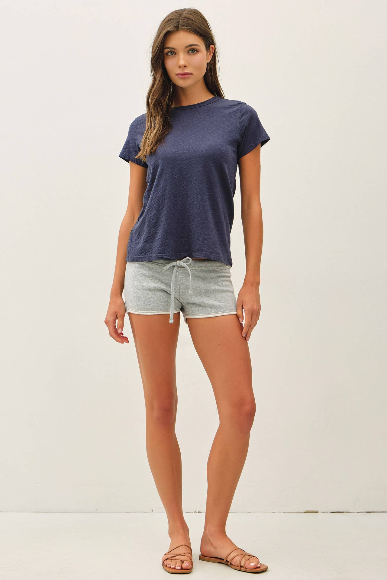 Charcoal Blue Cotton Slub Tee