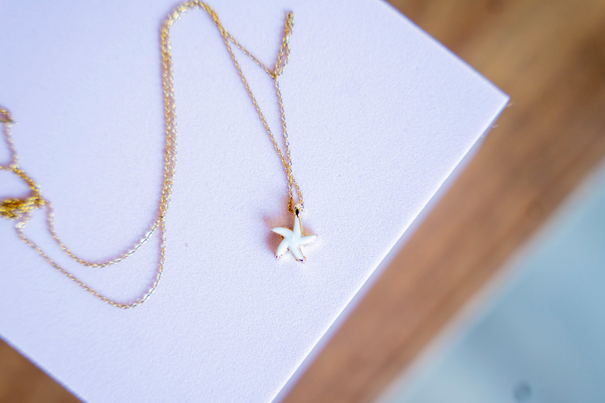 White Starfish Enamel Necklace