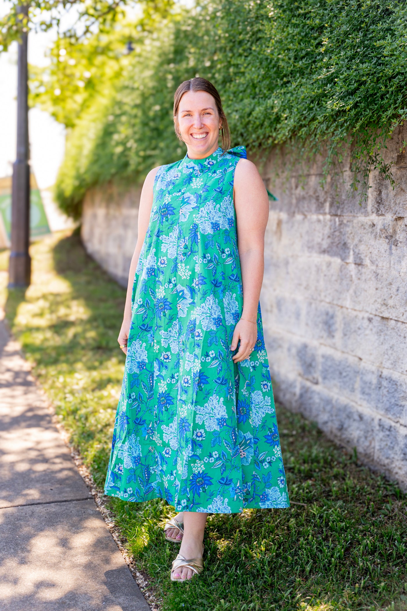 Emerald Bloom Midi Dress