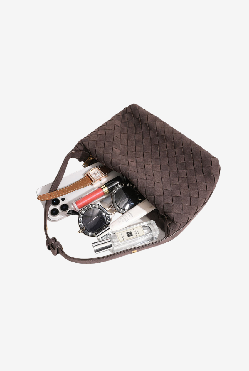 Woven Suede Hobo Bag: Espresso