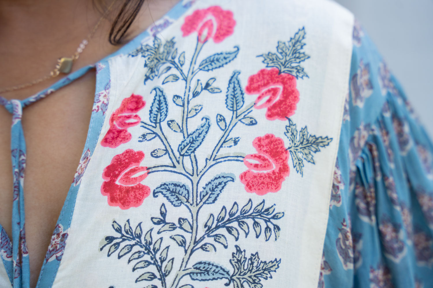 Bib Floral Block Print Dress