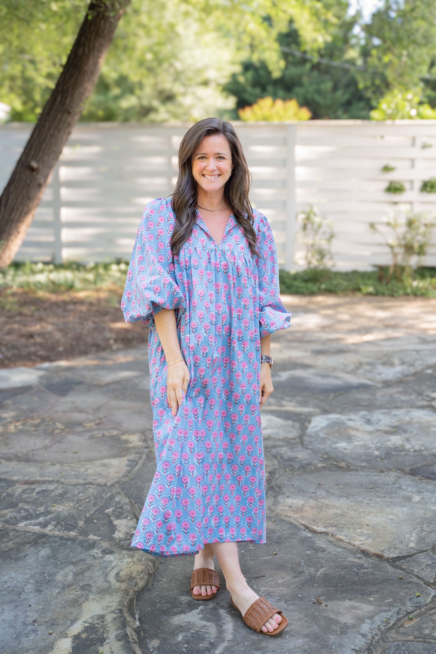 Emma Floral Block Print Dress