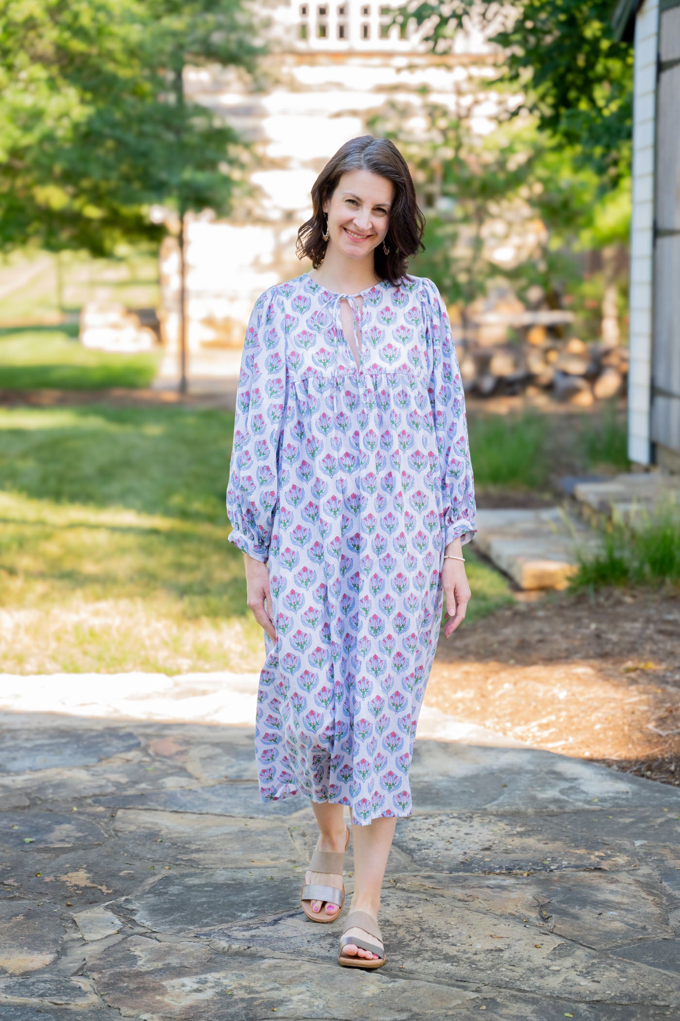 Emma Floral Block Print Dress