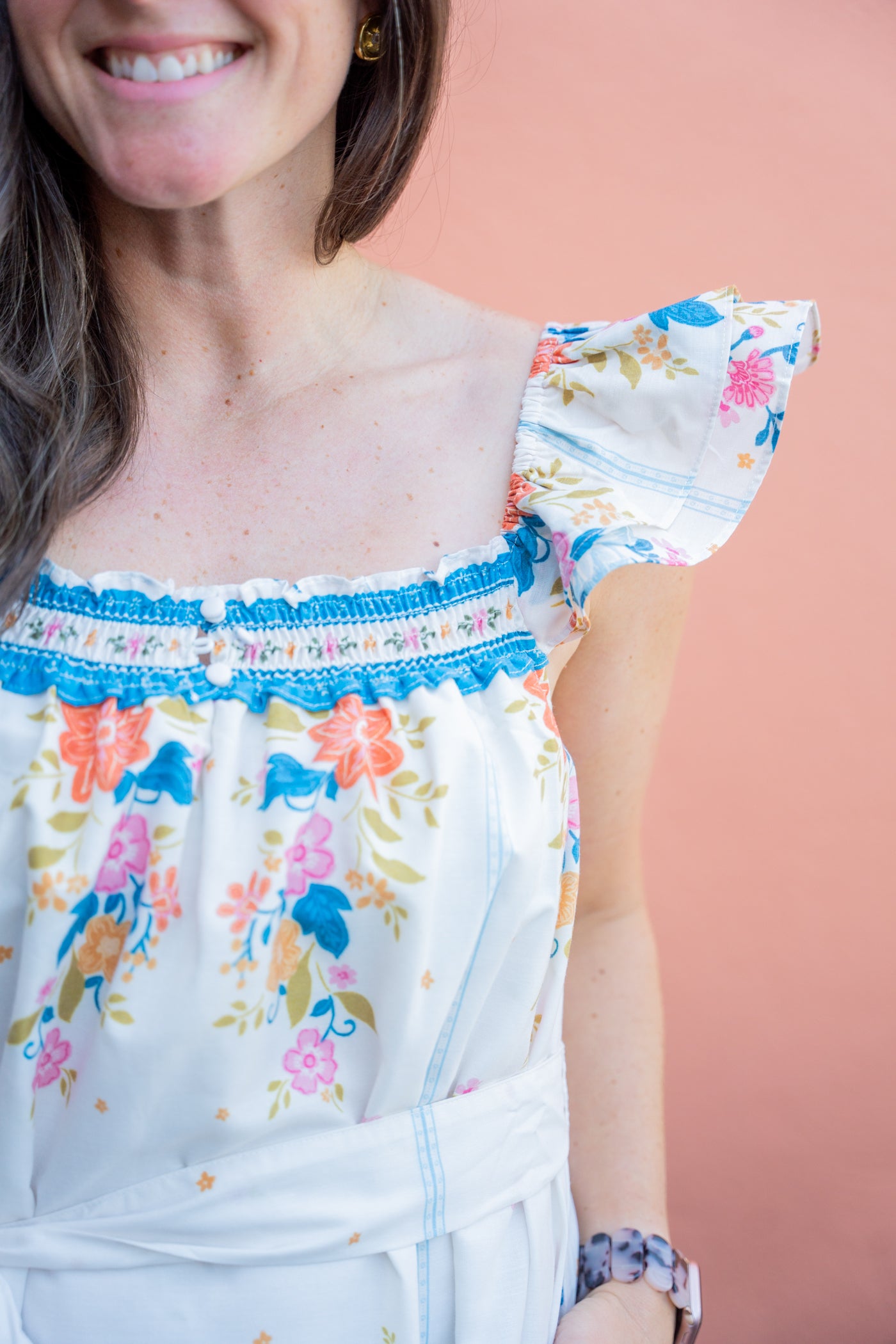 Willow Garden Flutter-Sleeve Maxi Dress