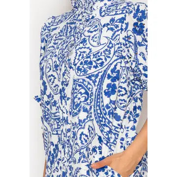 Sapphire Reverie Button Down Dress