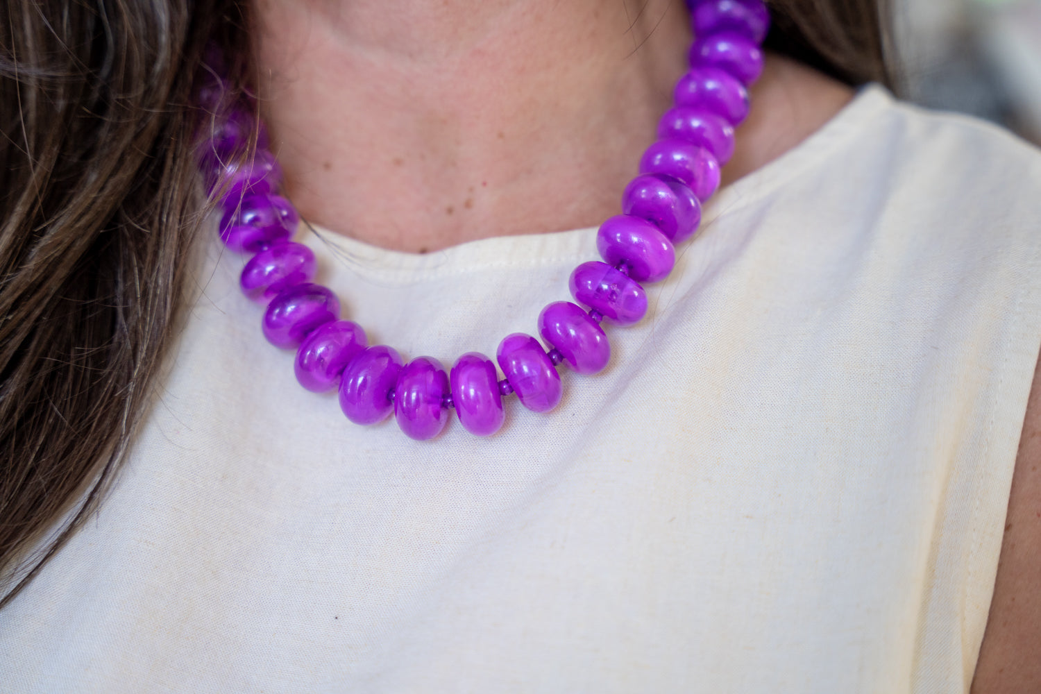 The Rory — Purple Rondelle Beaded Necklace