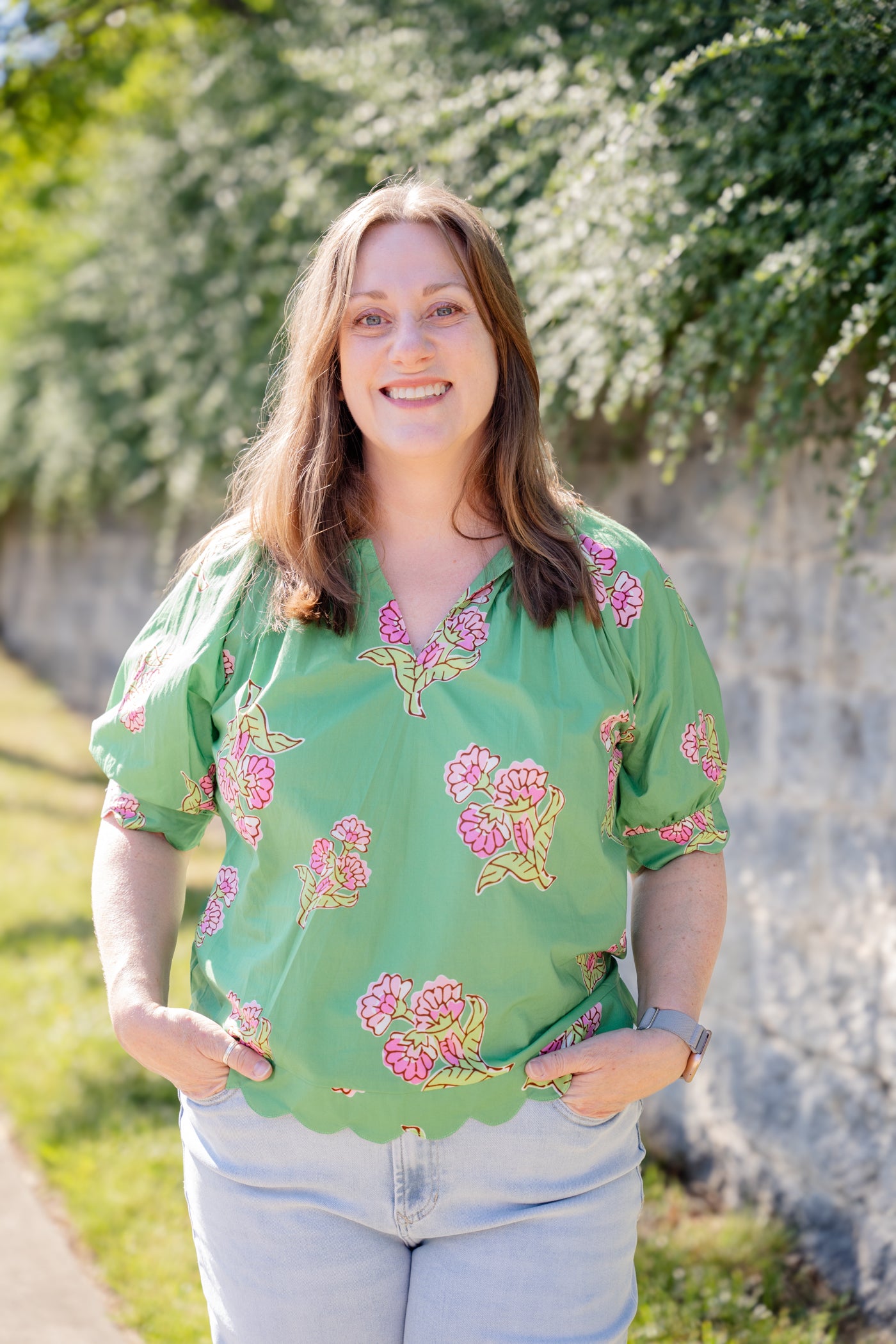 Floral Print V-Neck Blouse