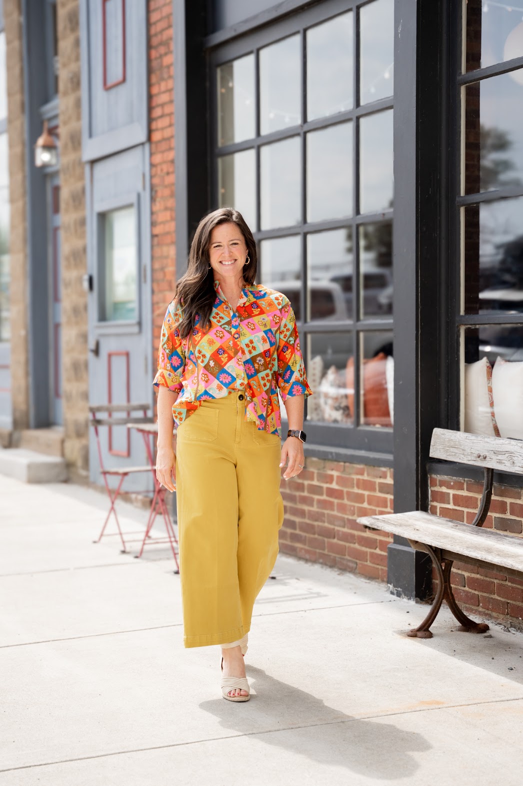 Block Patch Floral Top
