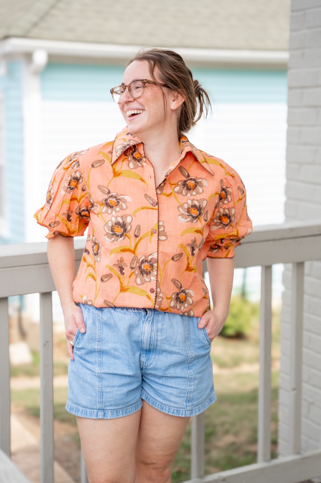 Emory Point Collar Blouse in Coral