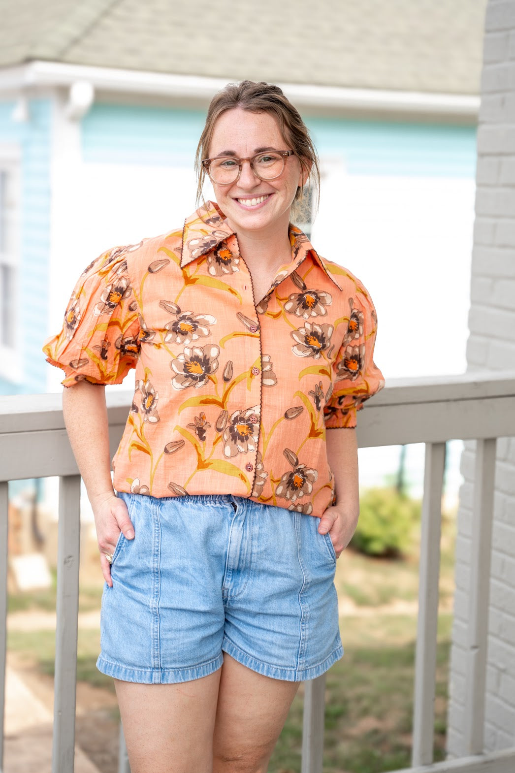Emory Point Collar Blouse in Coral
