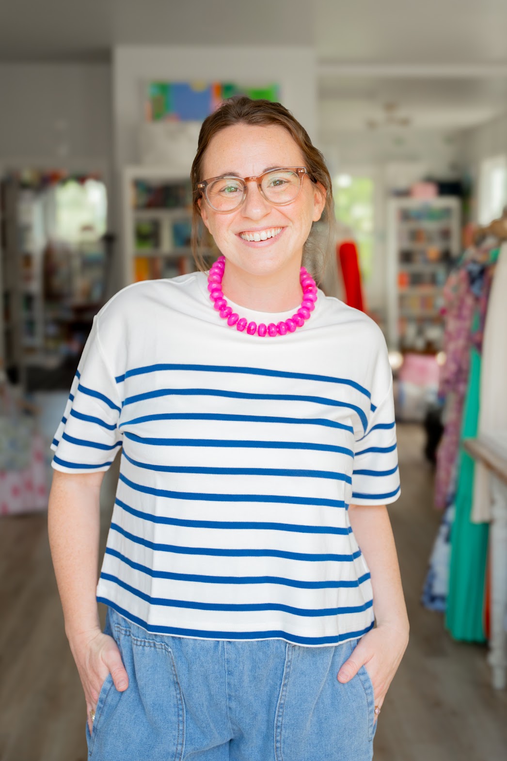 The Maddox In Cream/Navy Stripe