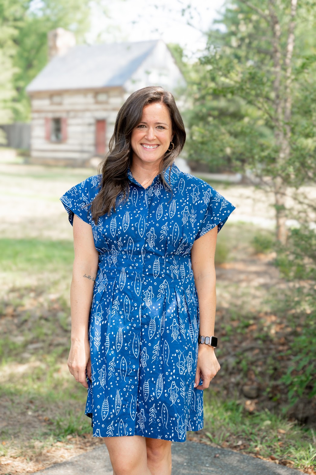Short Sleeve Fish Print Dress