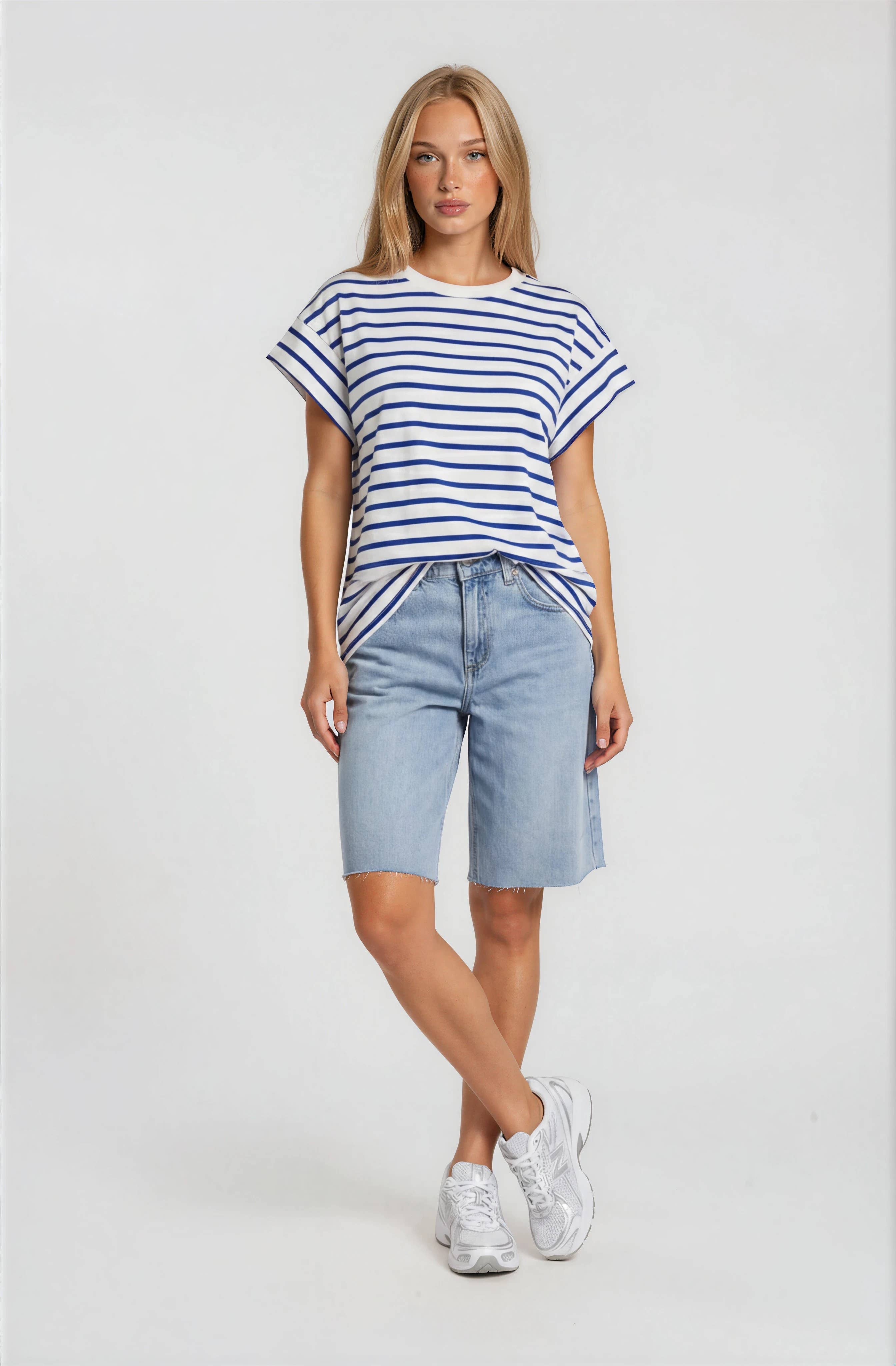 Royal Raglan Sleeve Stripe Tee