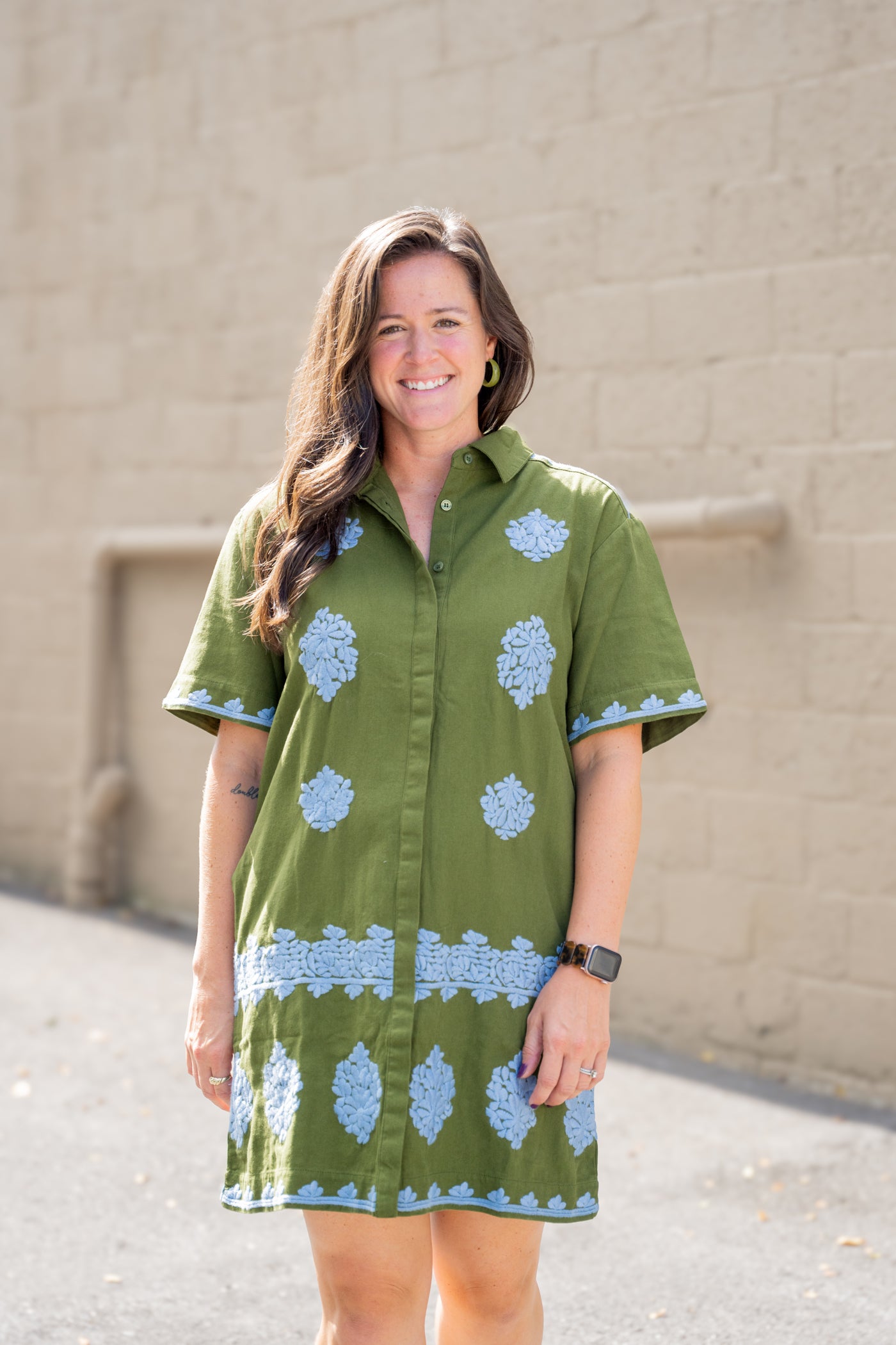 The Sally Embroidered Shirt Dress