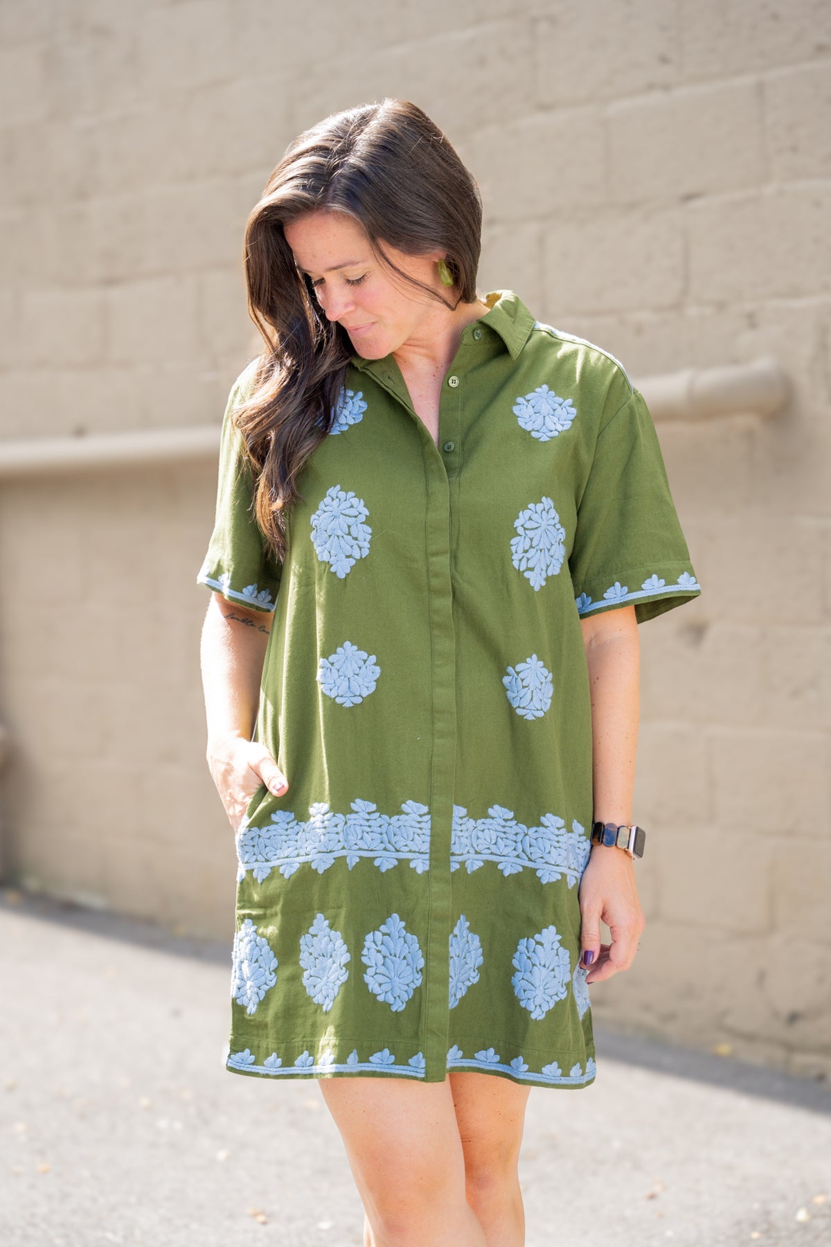 The Sally Embroidered Shirt Dress