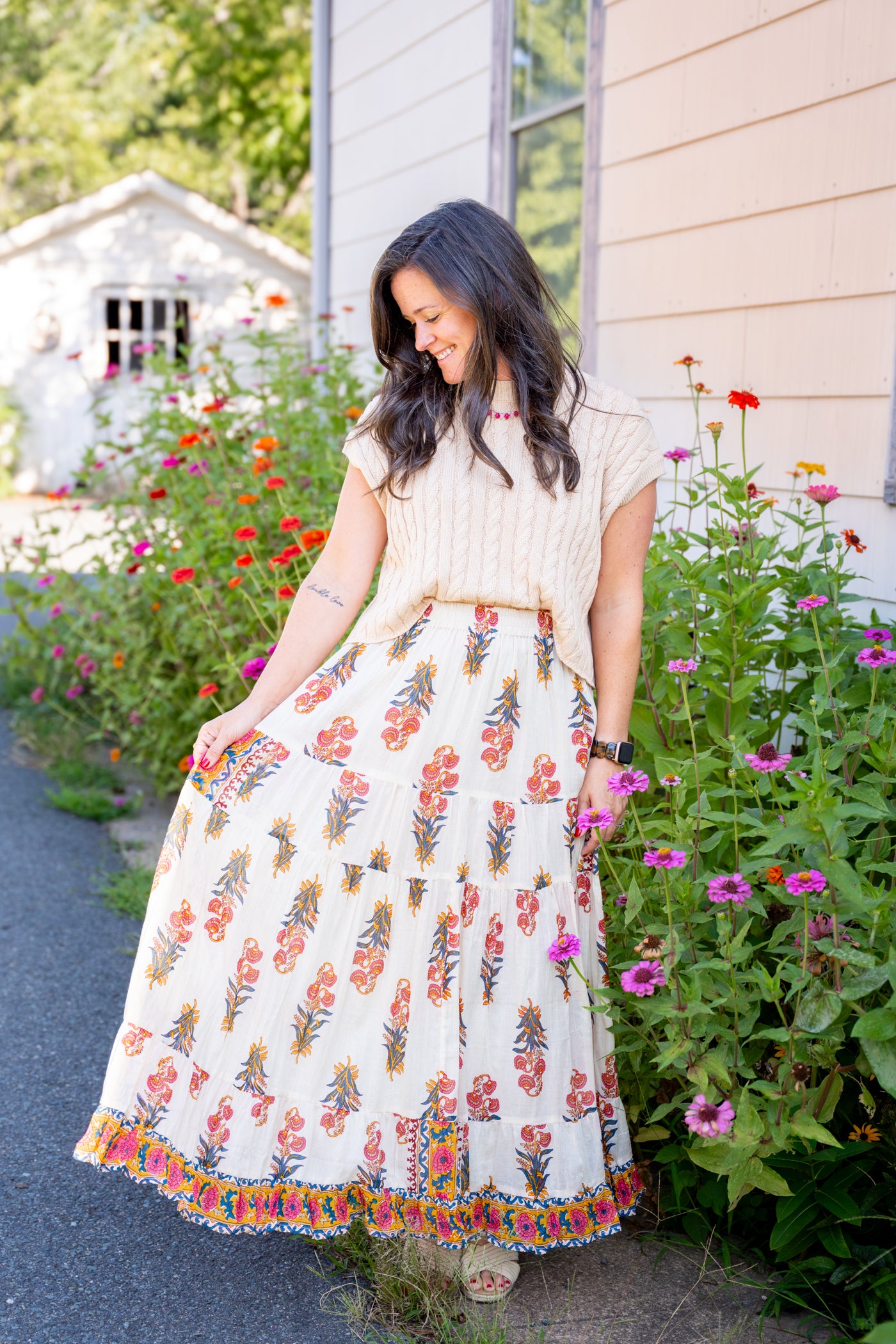 Yellow Floral Maxi Skirt
