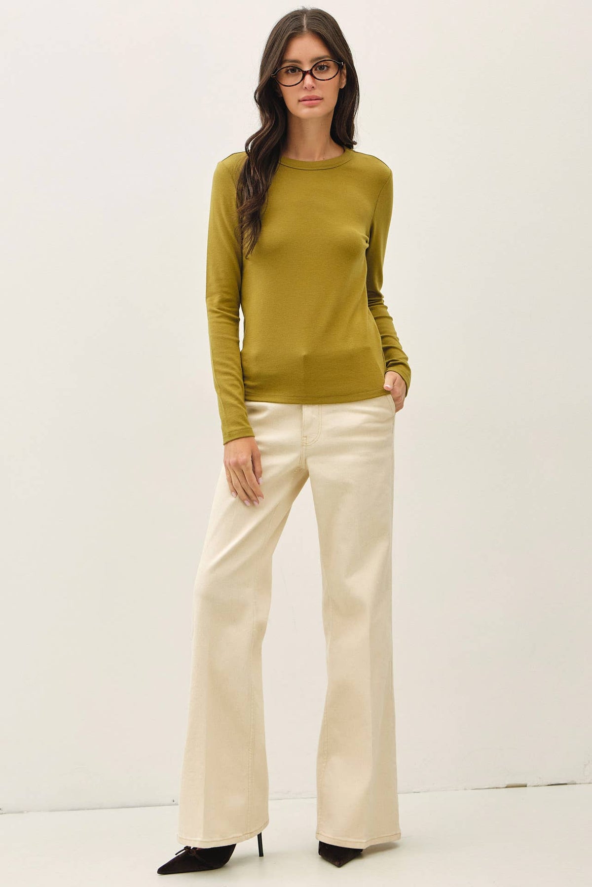 Round Neck Long Sleeve Knit Top