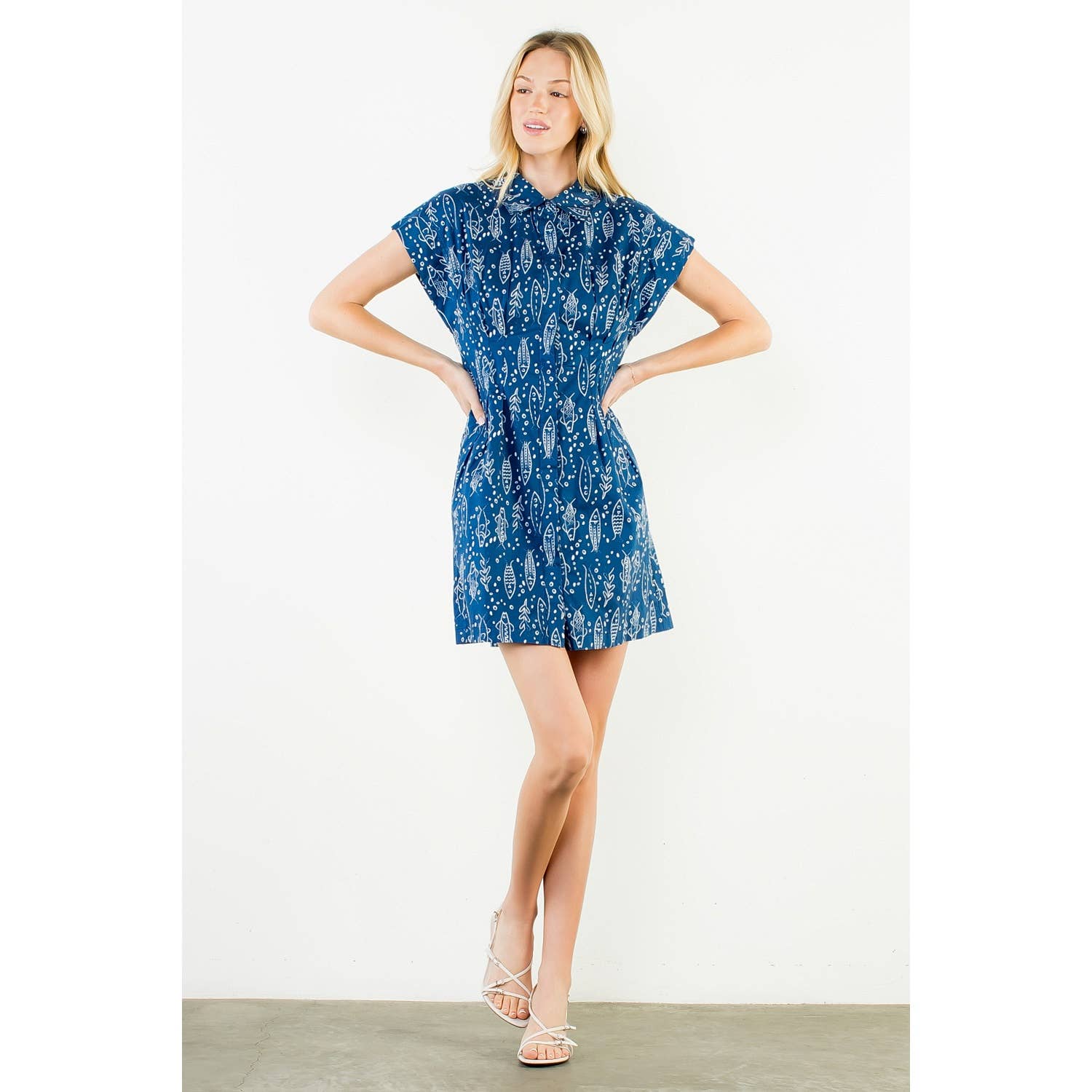 Short Sleeve Fish Print Dress