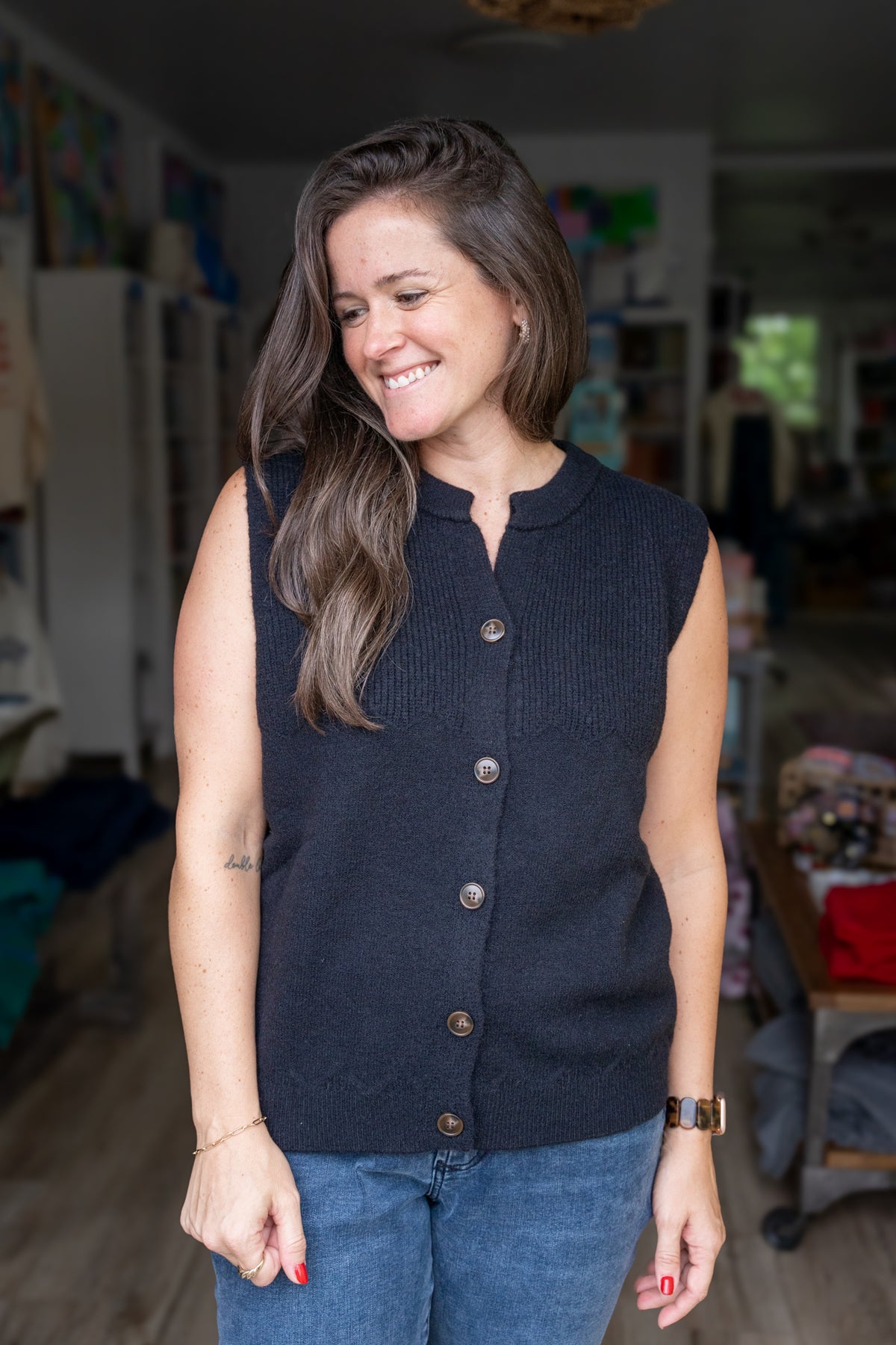 Knit Vest with Removeable Leopard Tie