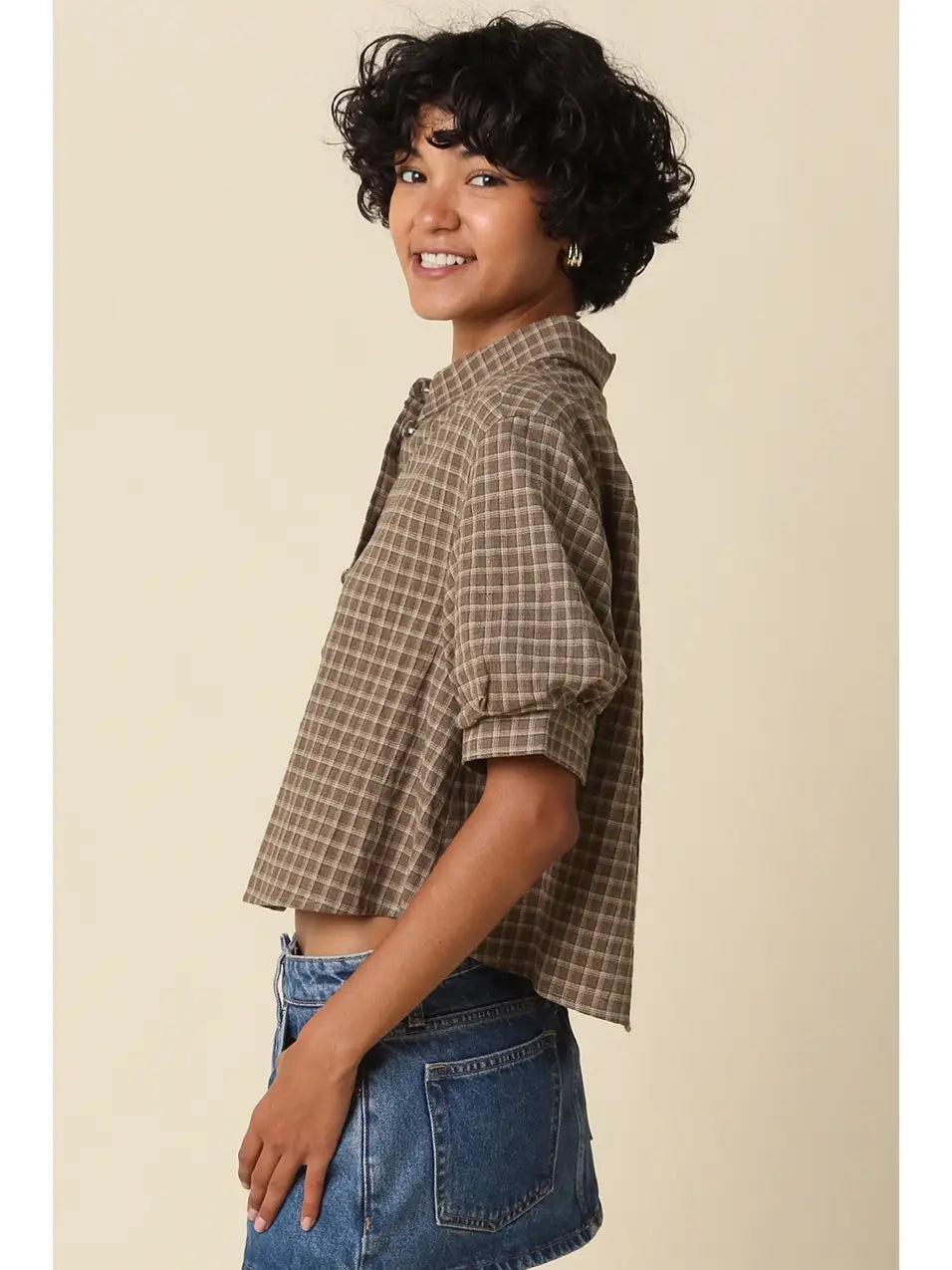Kanney Plaid Cropped Shirt