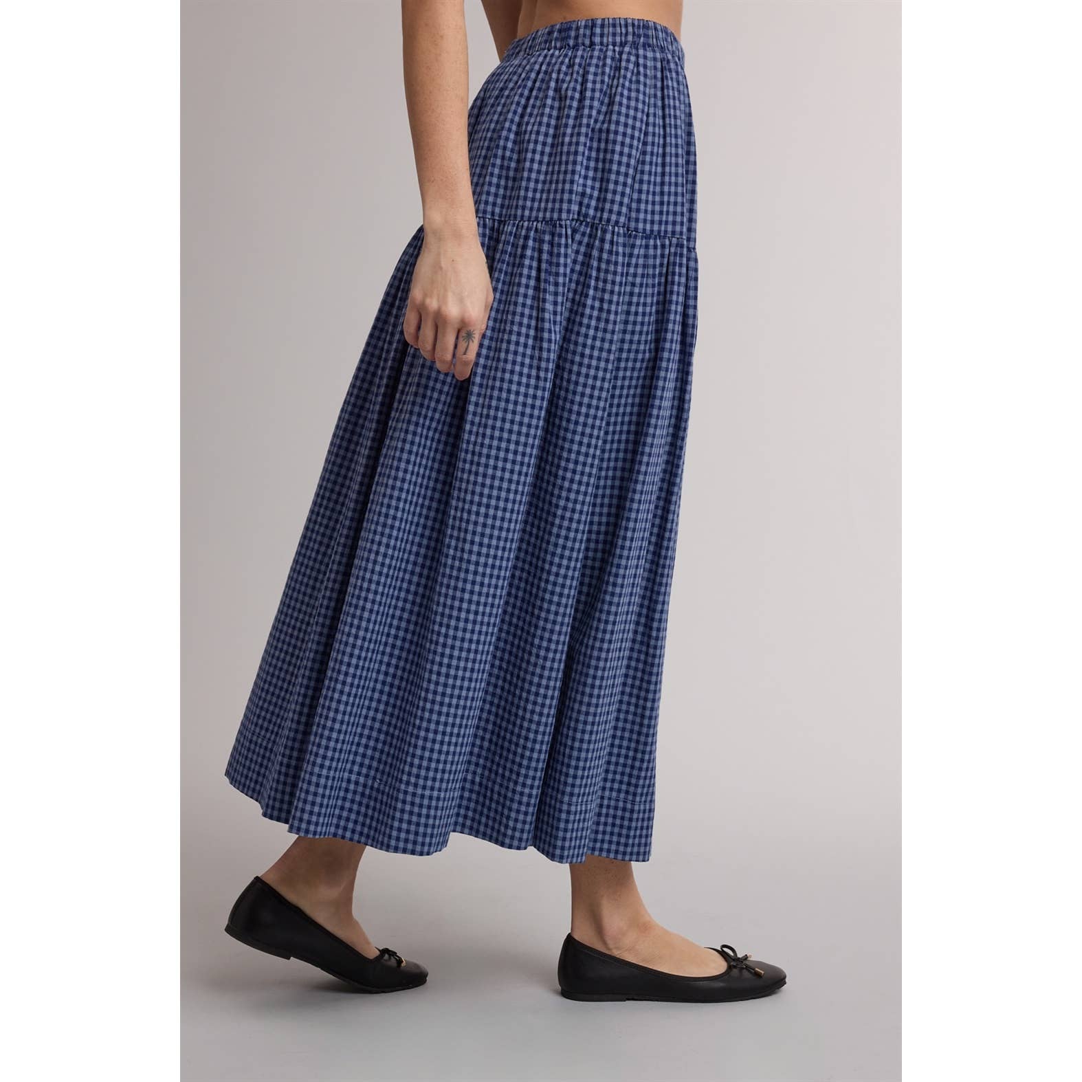 Gingham Tiered Maxi Skirt
