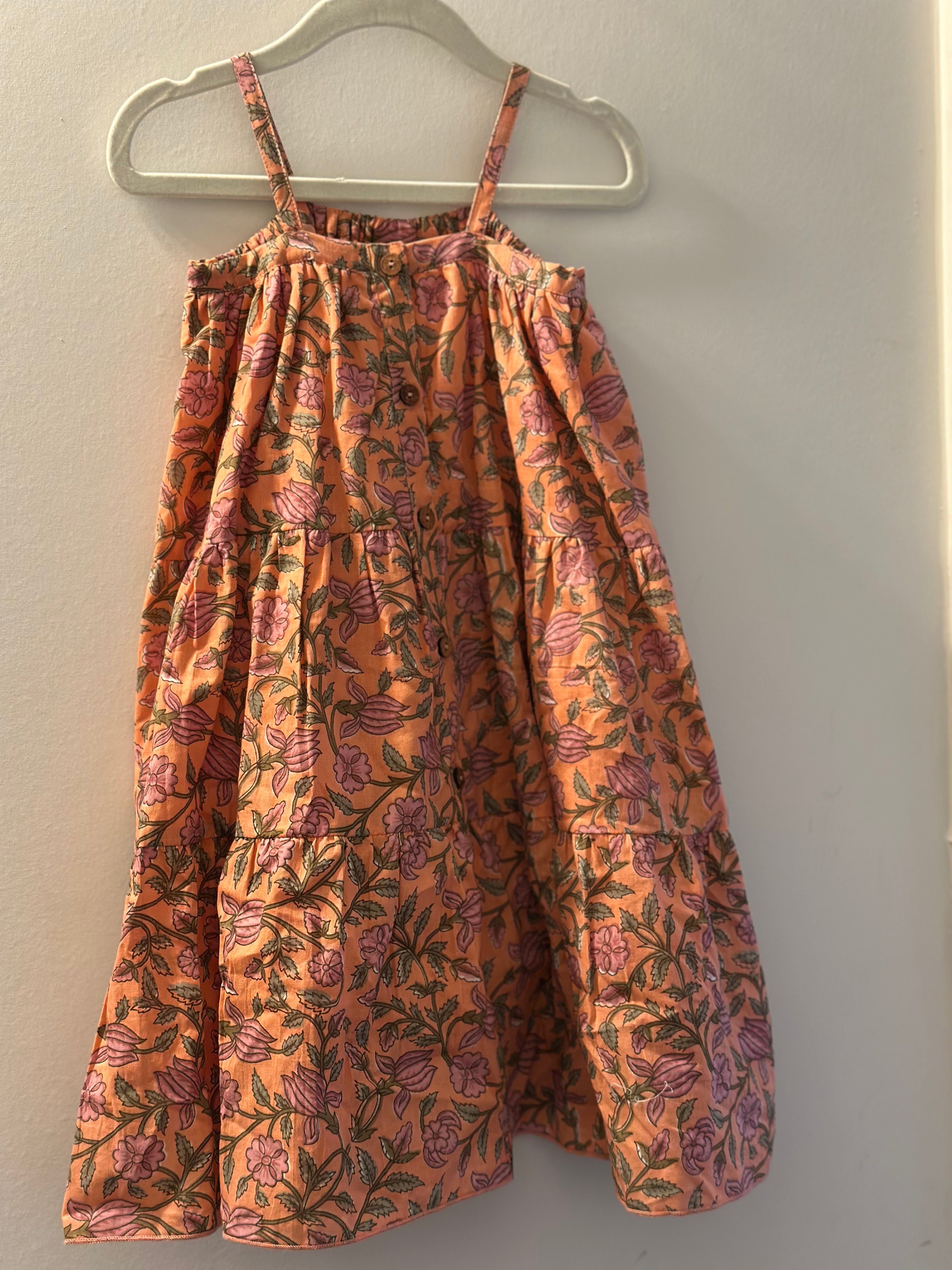 Pink Floral Spaghetti Stap Tiered Baby Set