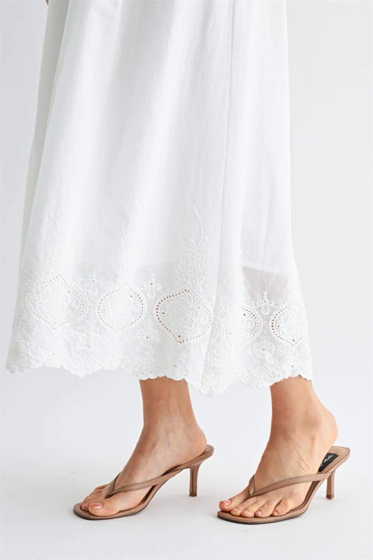 Eyelet Hem Midi Skirt