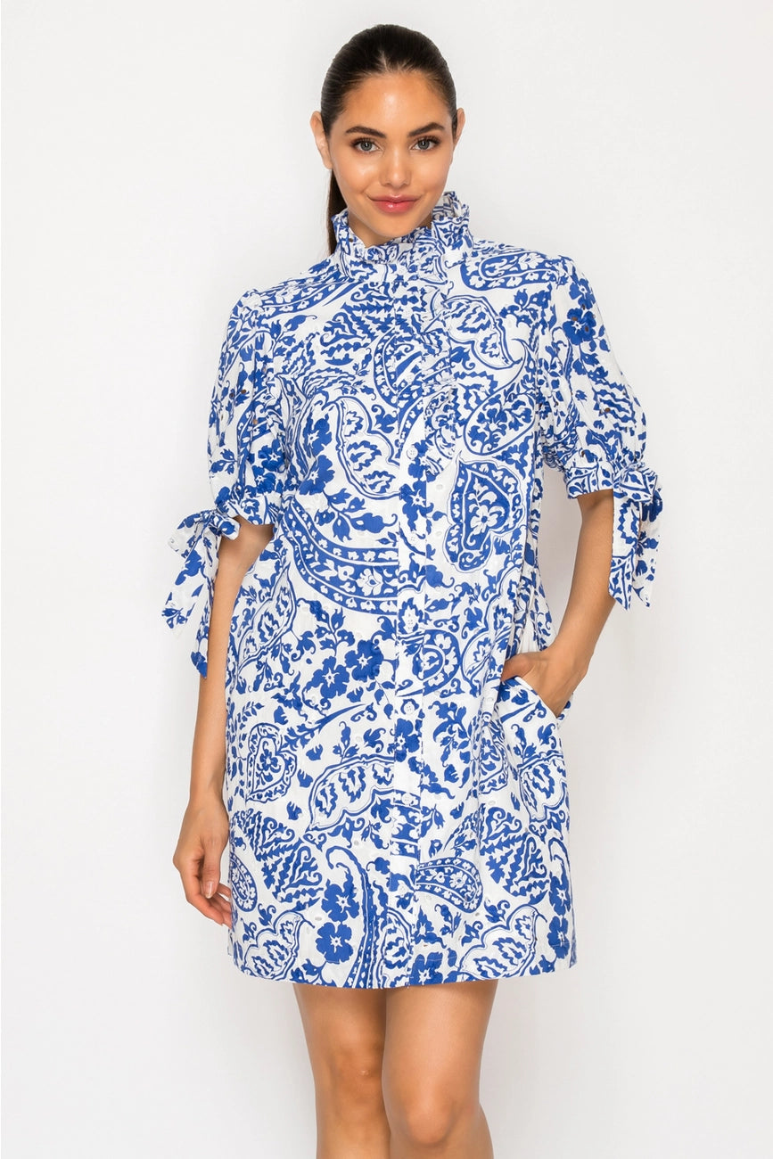 Sapphire Reverie Button Down Dress
