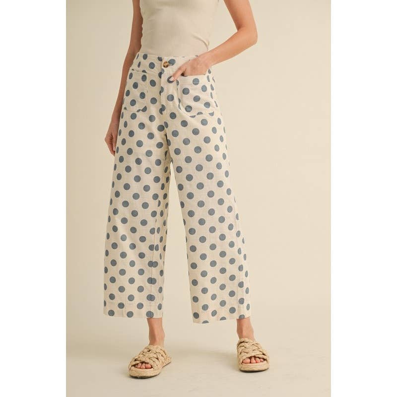 Polka dot print wide leg pants