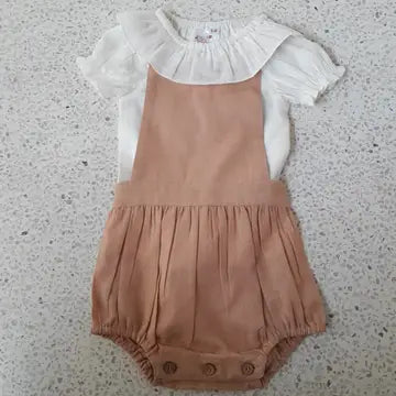 Blush Overall Bubble with Ivory Ruffle